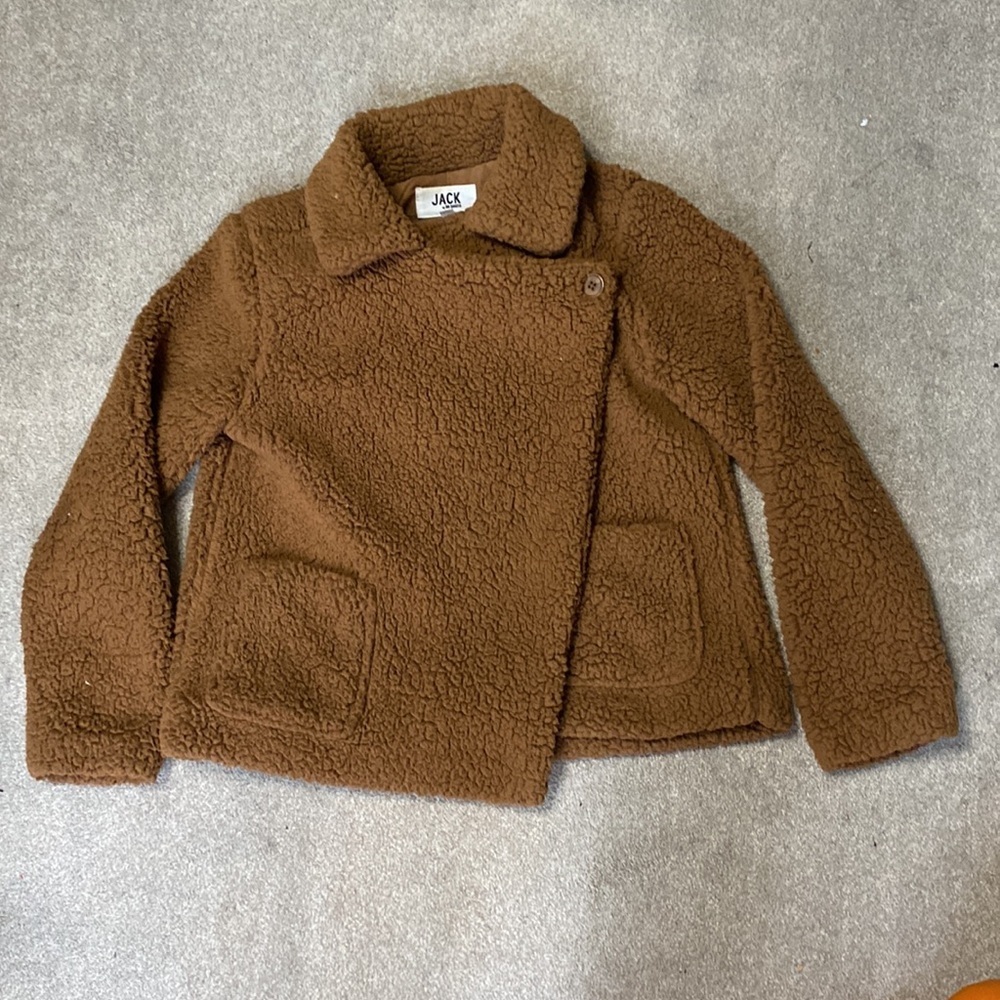 Jack By BB Dakota Chestnut Brown Teddy Jacket Size M